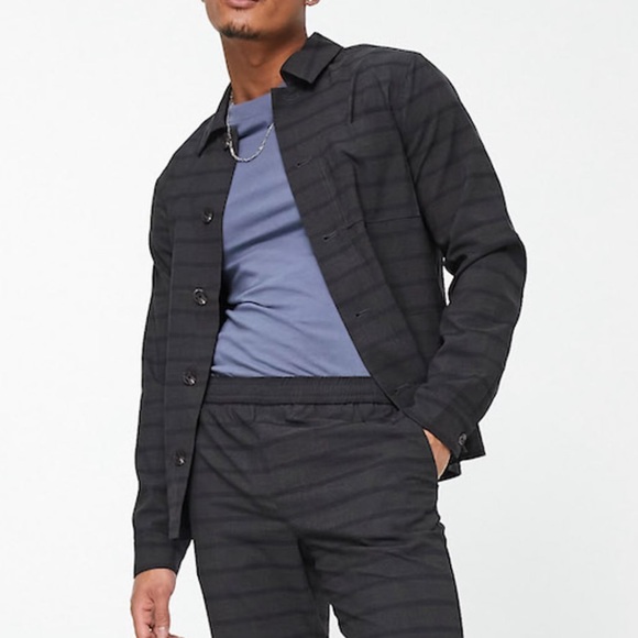 Jack & Jones Premium Men’s Trousers Pants in Charcoal Gray & Navy Blue Check - Picture 8 of 15